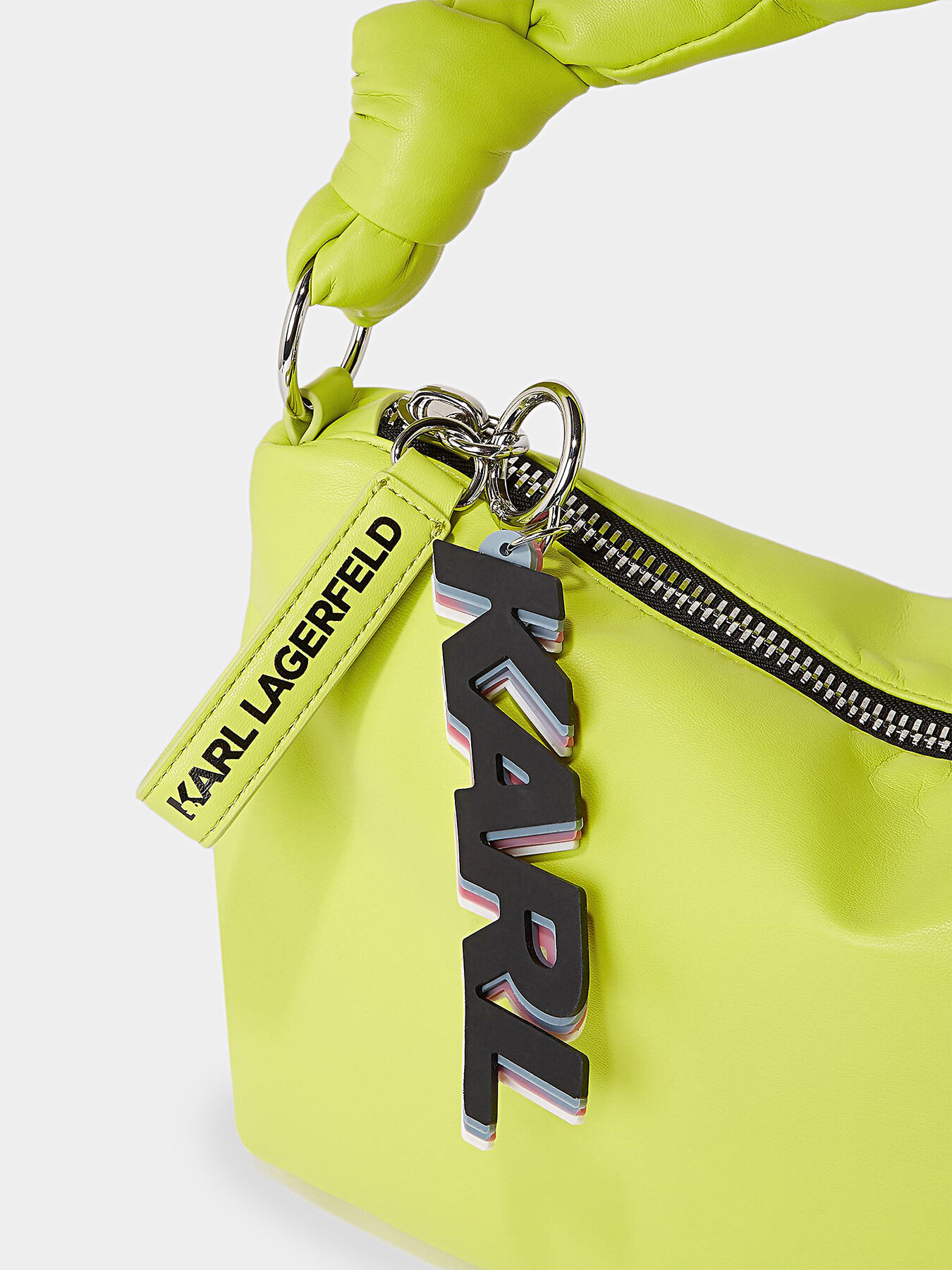 K KNOTTED shoulder bag in lime color brand Karl Lagerfeld Globalbrandsstore en
