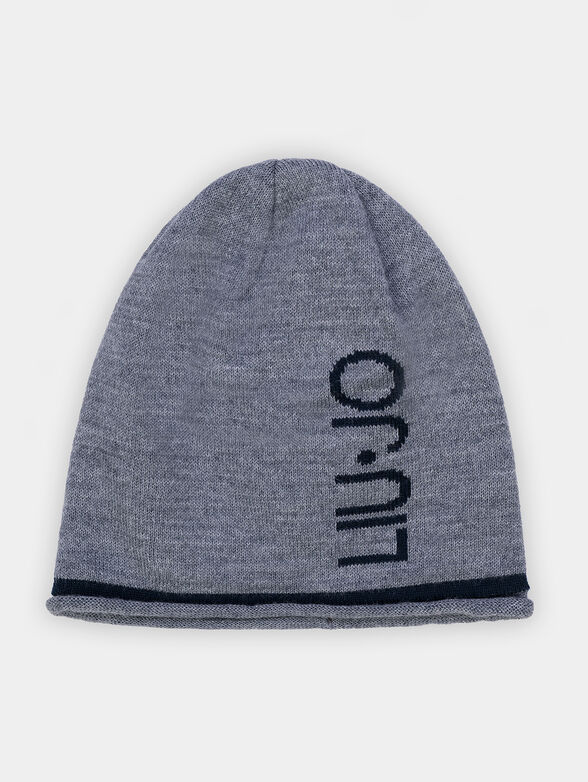 Gray knitted hat with logo - 1