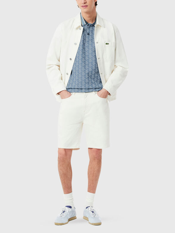 Polo shirt with accent collar in green - 2