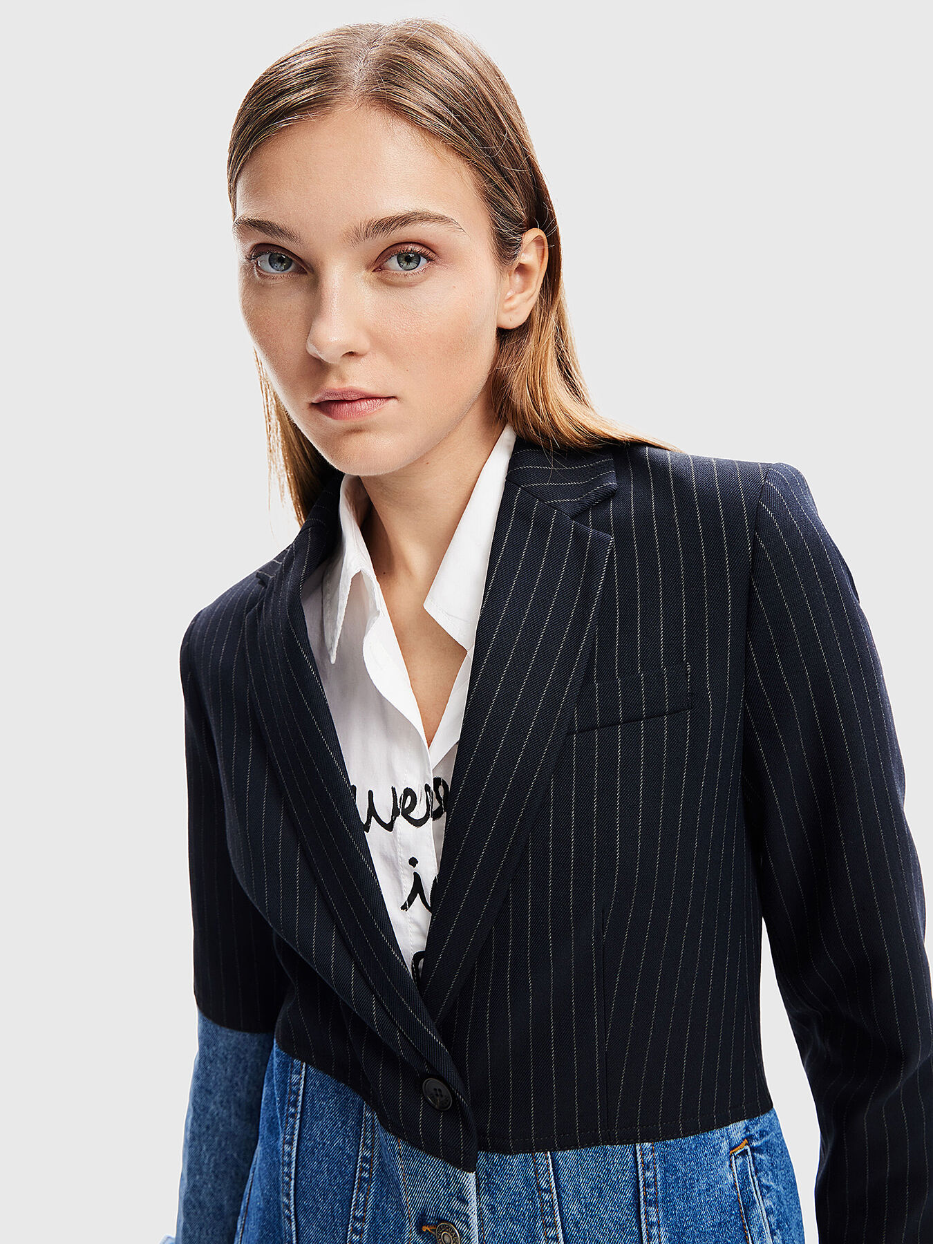 Blazer with denim accent brand DESIGUAL — Globalbrandsstore