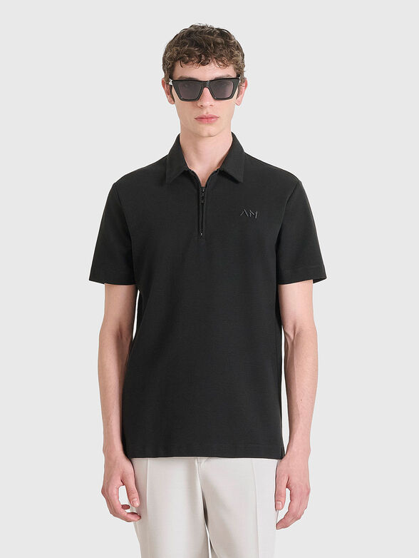 Cotton polo shirt with zip - 1