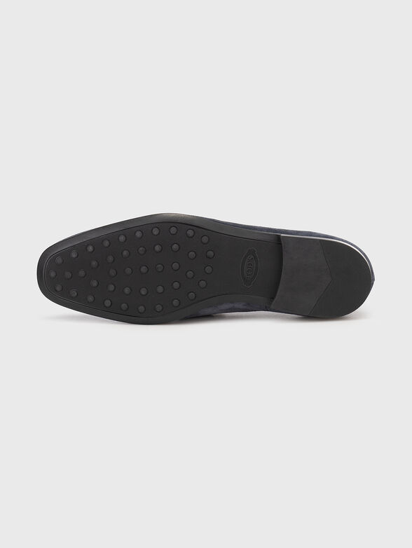 Suede dark blue loafers - 5