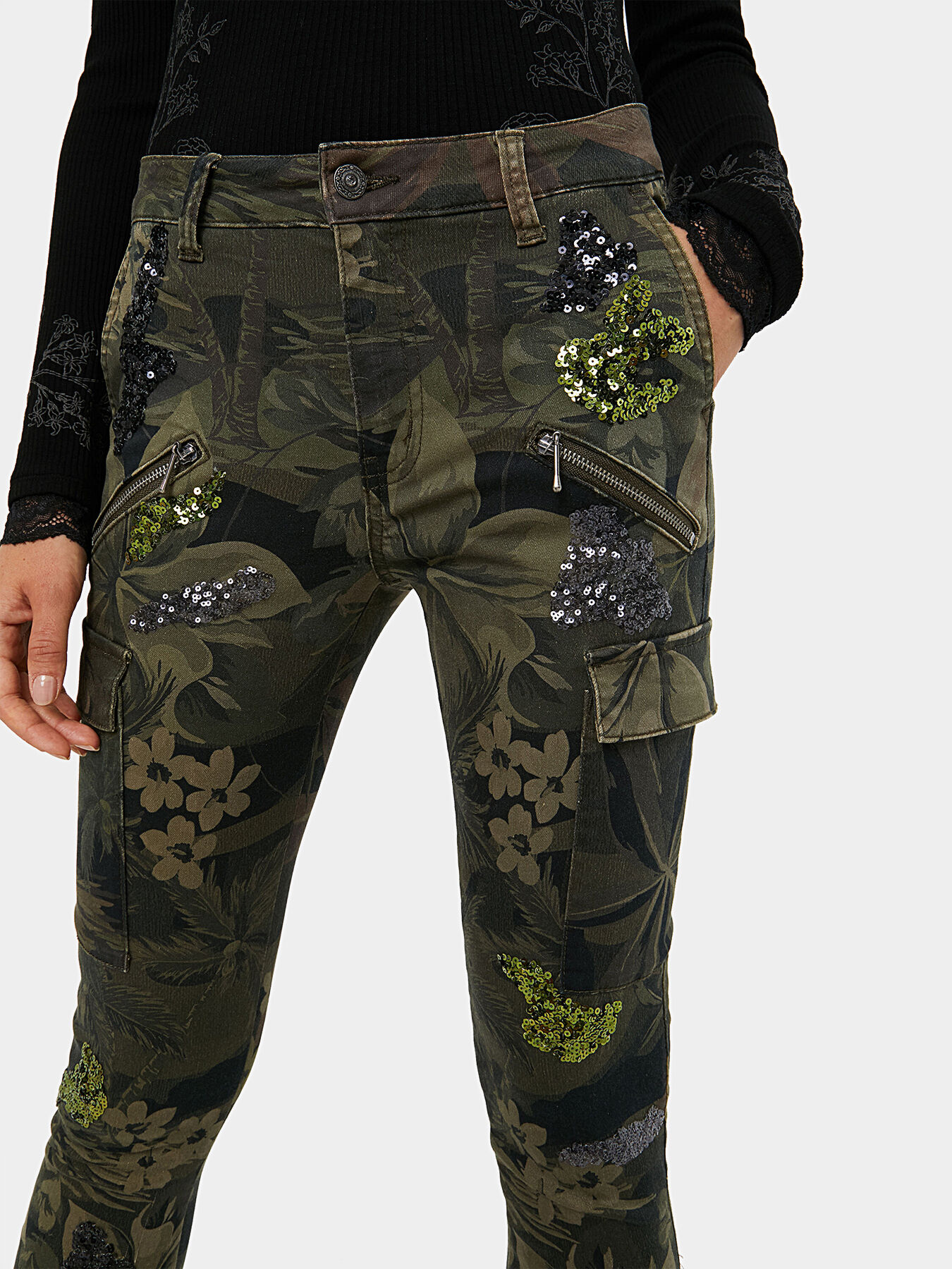 Cargo pants with floral print brand DESIGUAL