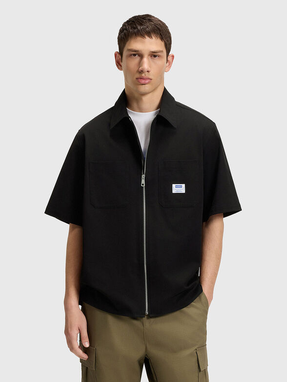 Oversized short sleeved shirt with zip - 1