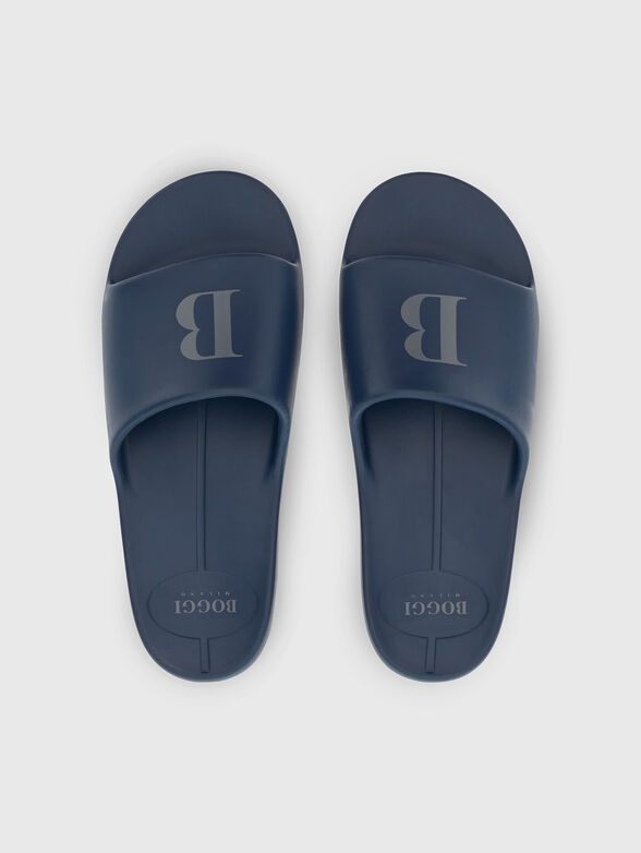 Dark blue slippers with a logo - 2