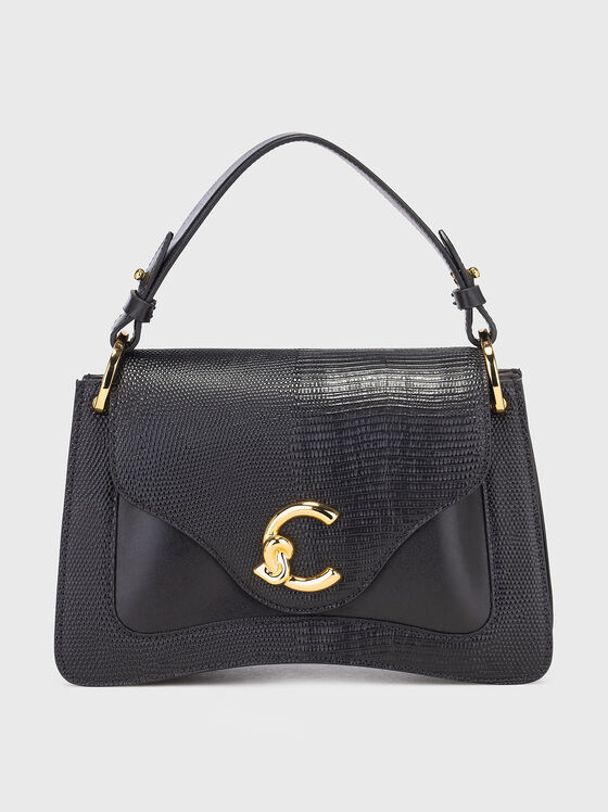 Кожена чанта с дълга презрамка и лого - 1