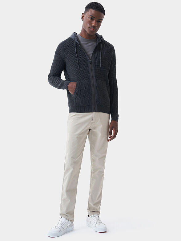 Grey hooded cardigan with zip - 1