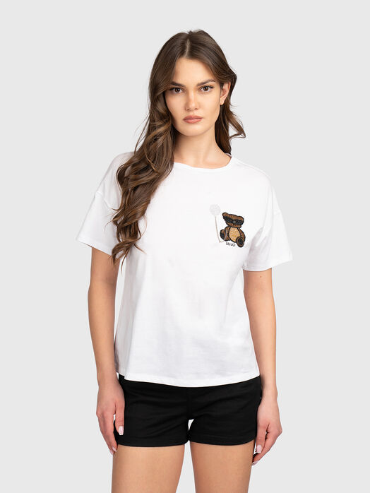 Cotton T-shirt with rhinestones