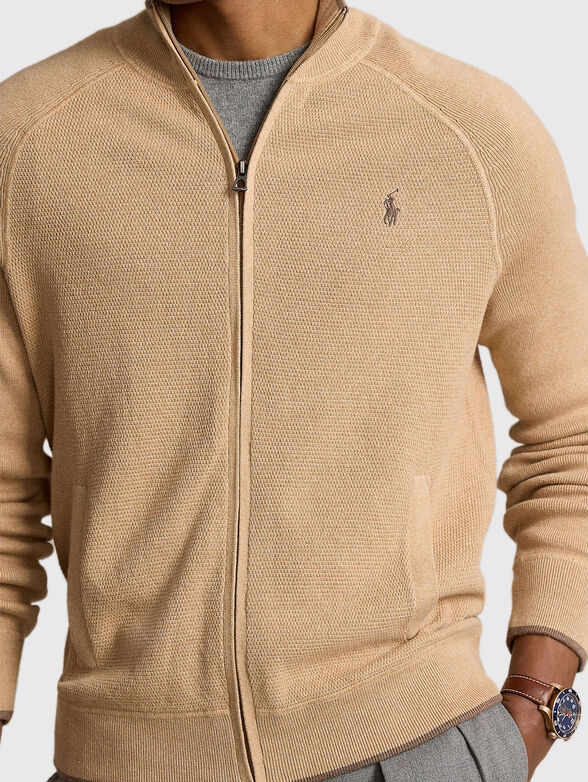 Cotton cardigan in beige colour - 4