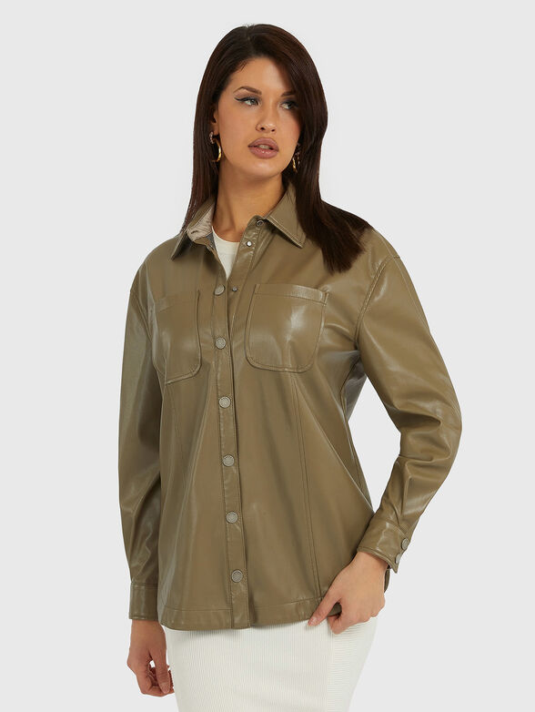 CAROLA black shirt from eco leather - 1