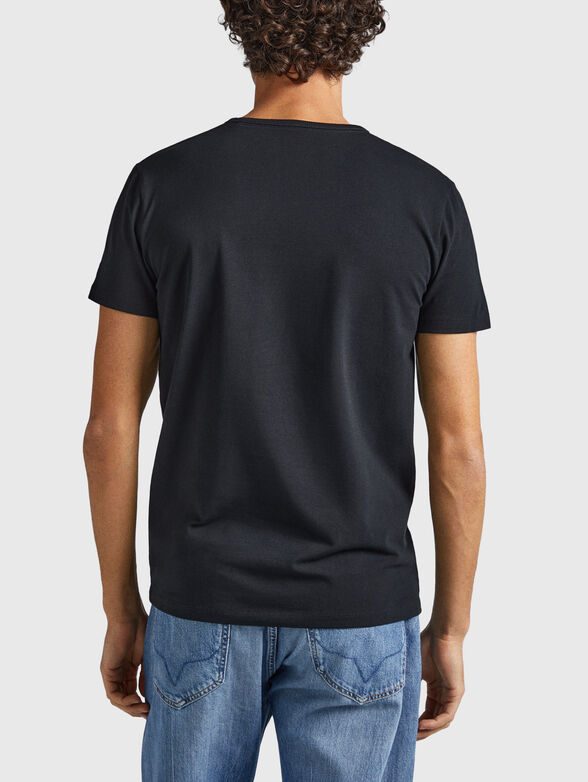 Black T-shirt with oval neckline  - 3