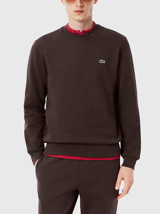 Cotton sweatshirt with logo in green - 1