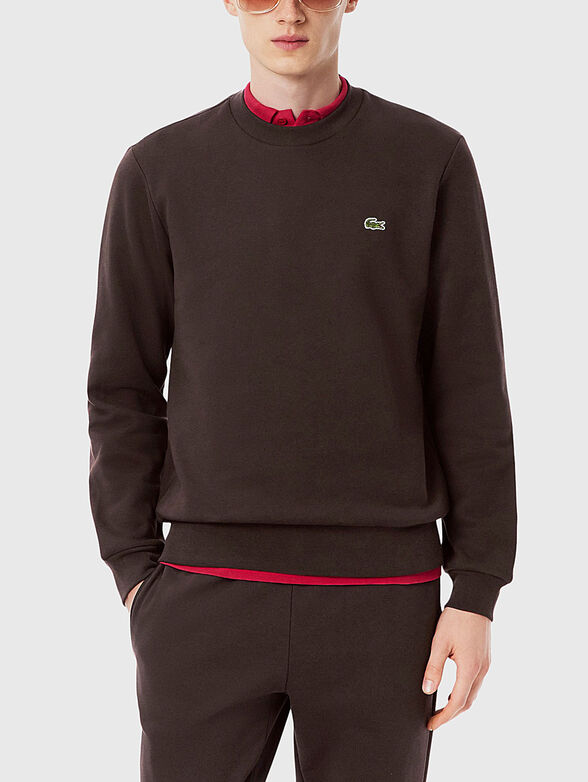 Cotton sweatshirt with logo in green - 1