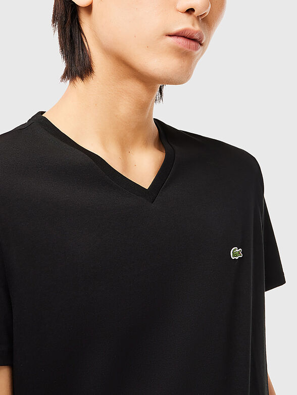 Black T-shirt with logo detail  - 4