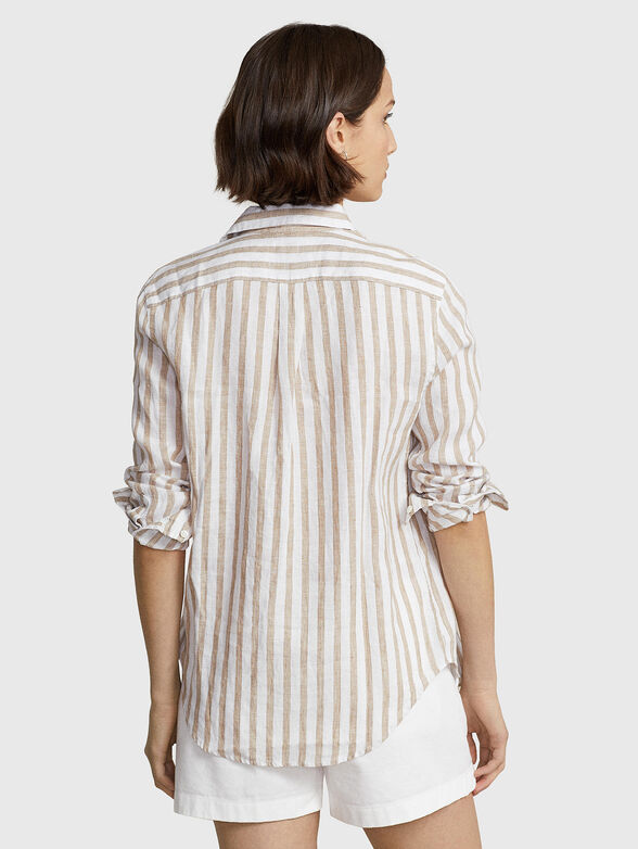 Striped linen shirt with logo embroidery - 3