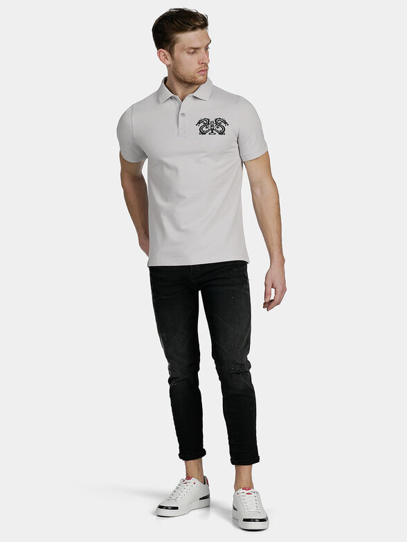 Grey polo-shirt with embroideries - 1