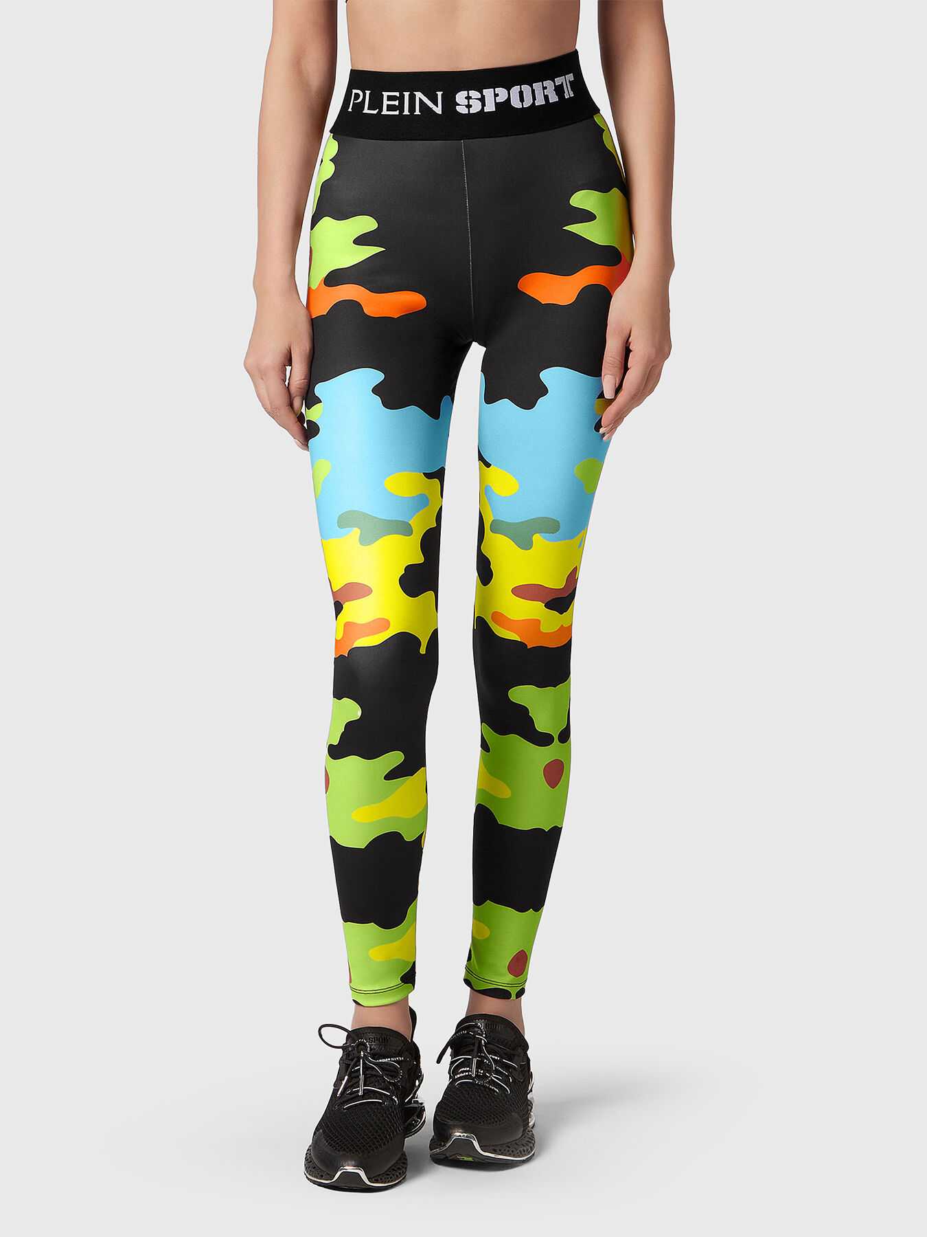 Leggings with logo band in black brand PLEIN SPORT Globalbrandsstore en