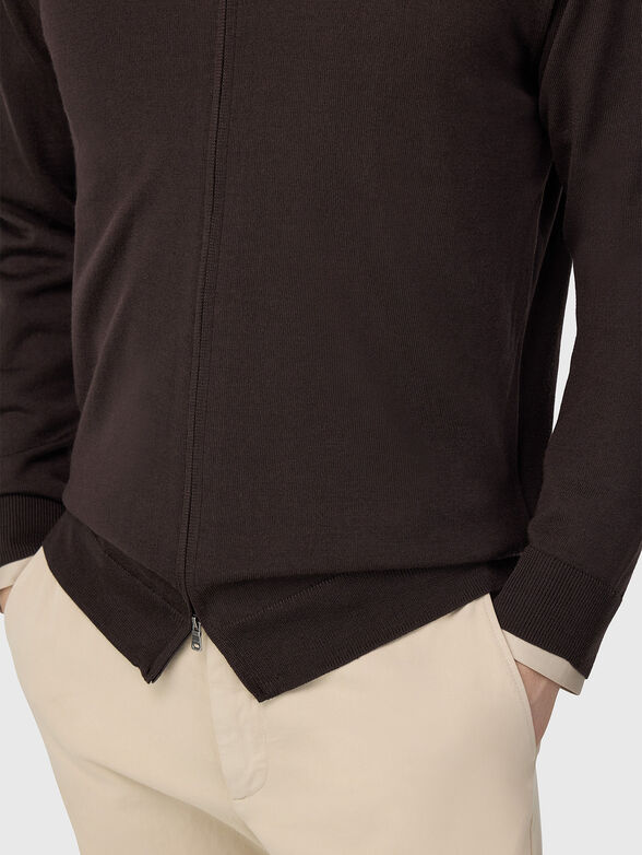 Wool cardigan in dark brown  - 4