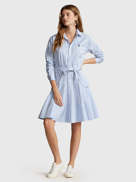 Belted dress in cotton  - 1