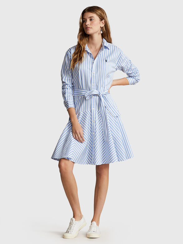 Belted dress in cotton  - 1