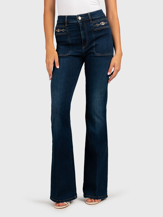 Dark blue jeans with high waist