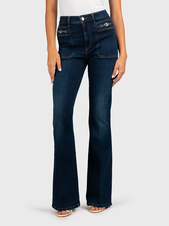 Тъмносини дънки с висока талия - 1