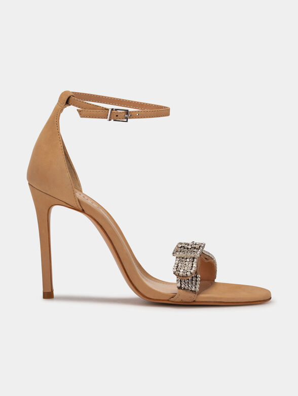 Sandals in beige color with rhinestones  - 1