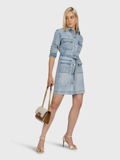 Denim shirt dress with belt - 3