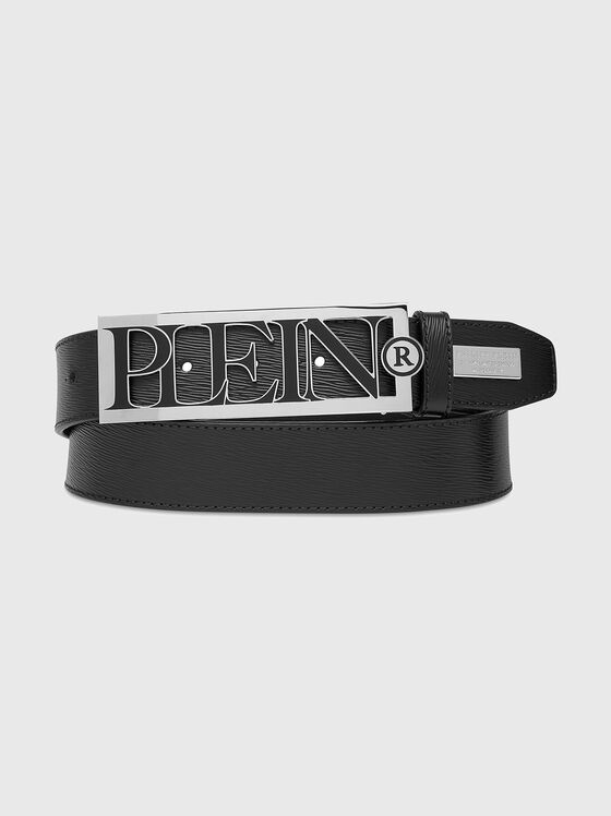Black leather belt with accent buckle - 1