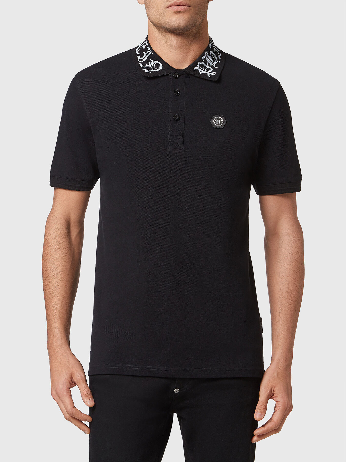 Polo shirt with logo accent on the collar brand PHILIPP PLEIN Globalbrandsstore en