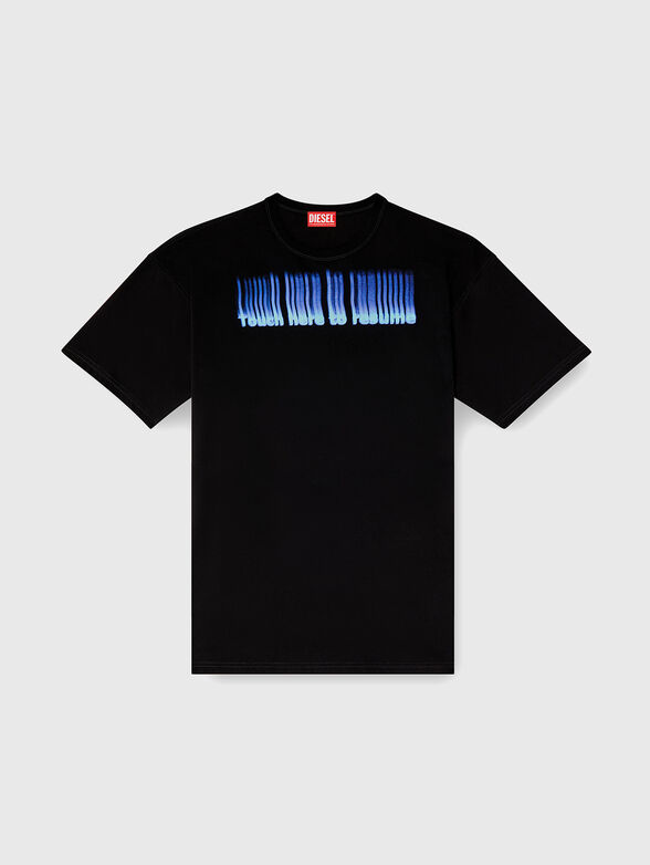 Black cotton T-shirt with print - 4