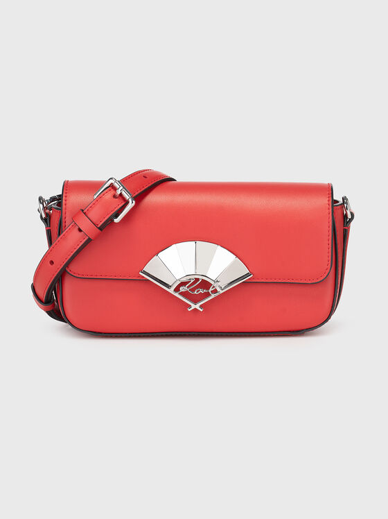 Червена кожена кросбоди чанта K/SIGNATURE - 1