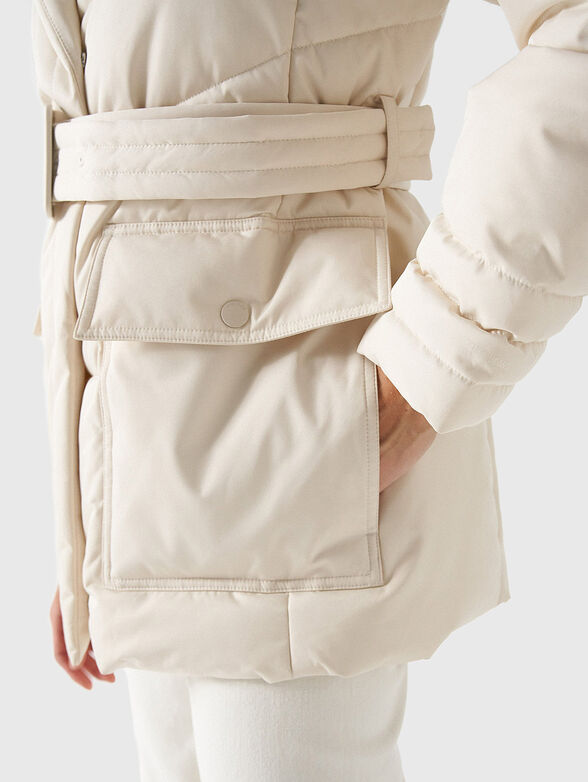 Black puffer jacket with belt - 6