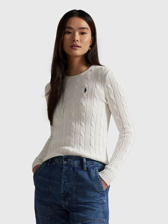 Cable knit cotton crew neck jumper - 1