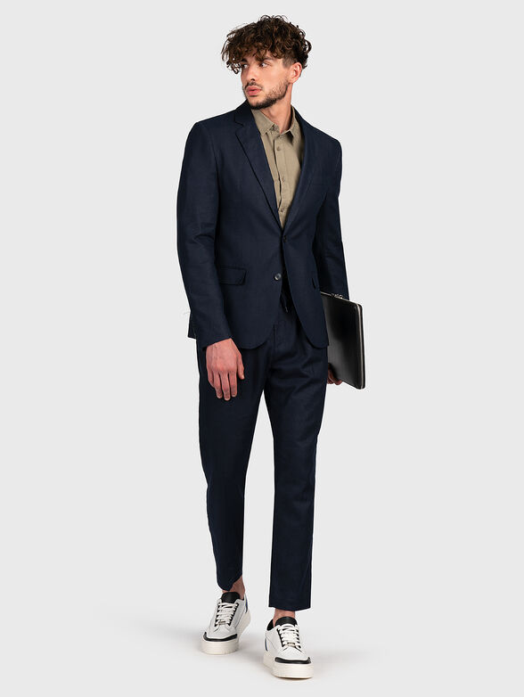ZELDA dark blue blazer in linen blend  - 2