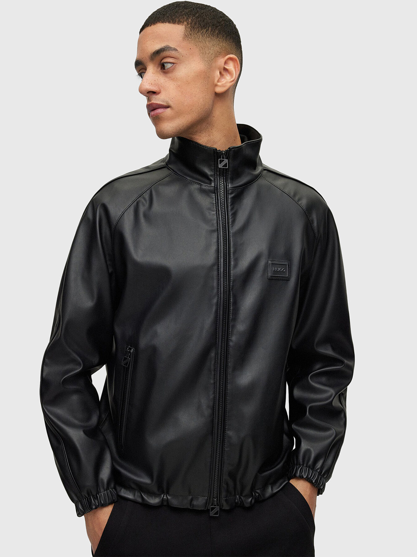 Hugo boss leather bomber jacket shop