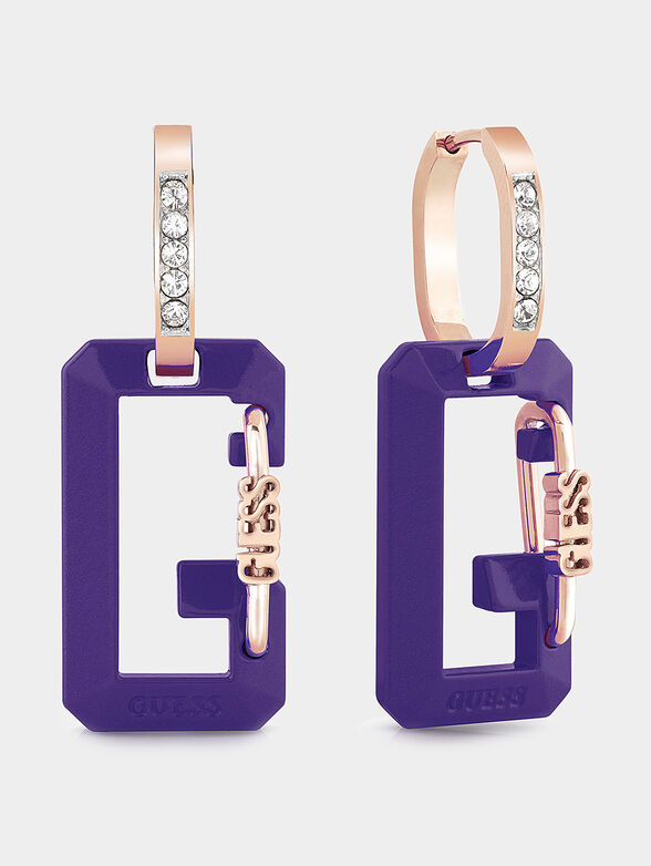 Earrings with logo detail in purple  - 1
