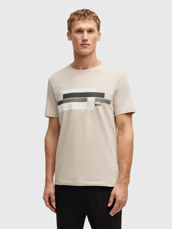 Cotton T-shirt with oval neckline - 1