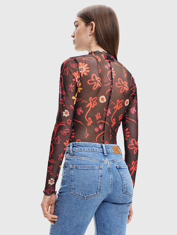 Bodysuit with long sleeves and red accents - 3