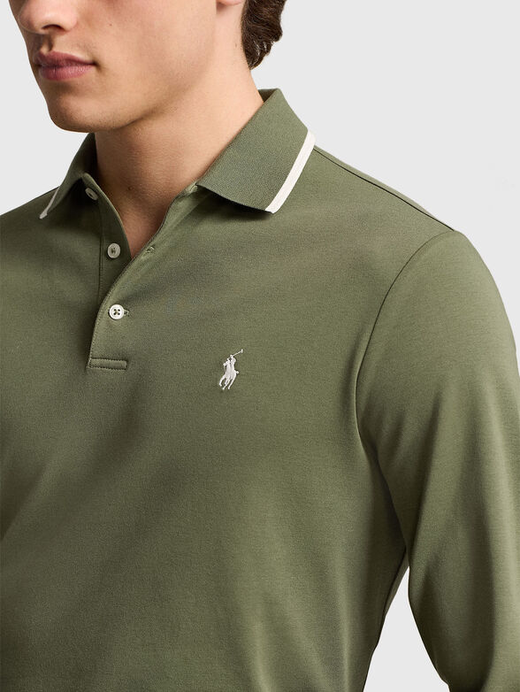 Green long sleeve polo shirt - 4