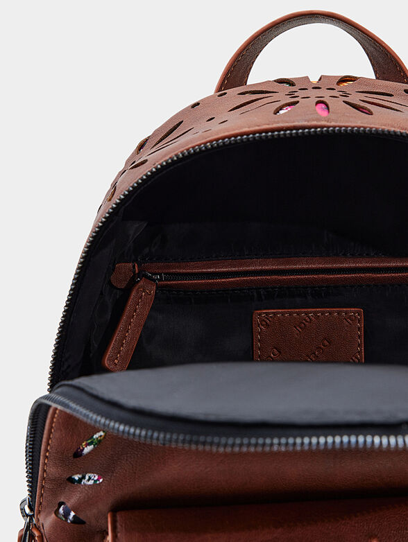 Brown backpack with laser perforations - 5