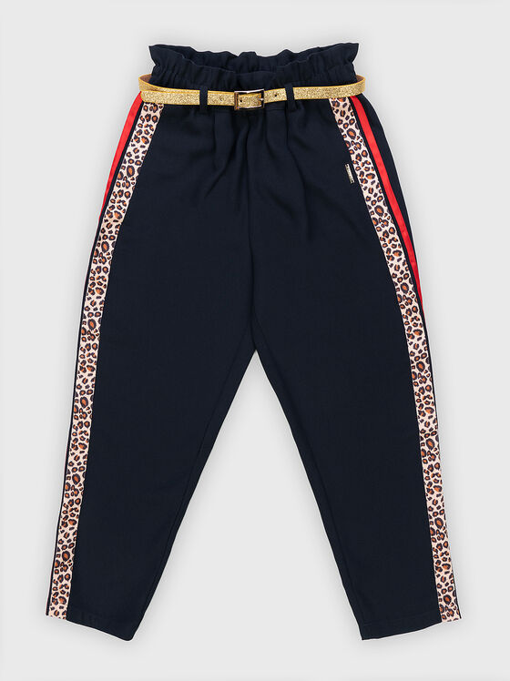 Панталон с лента с животински принт - 1
