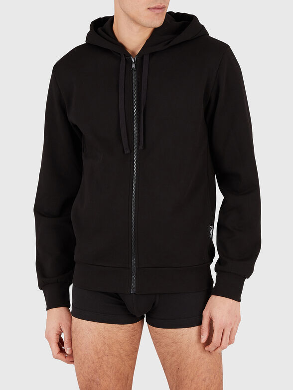 Black sweatshirt with zipper - 0