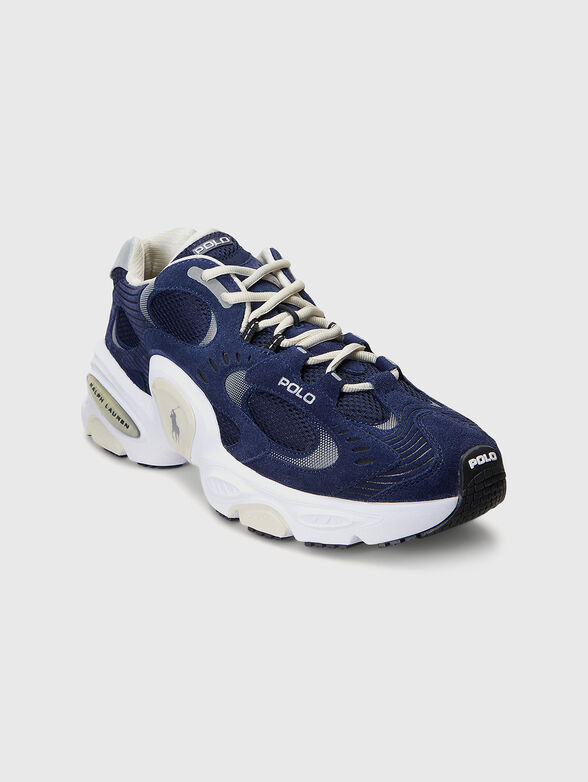 Dark blue sports shoes with suede elements - 2