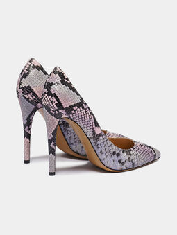 Leather decollete shoes with python print - 4