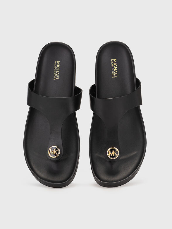 LUCINDA leather slippers with logo detail - 6