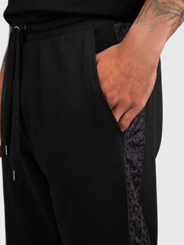 Cotton sports trousers with logo trim - 4