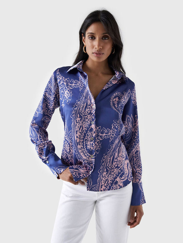 Satin shirt with accent print - 1