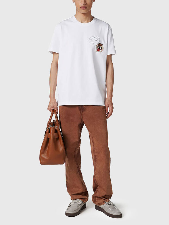 T-shirt with oval neckline and logo - 2