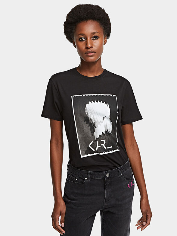 Black t-shirt with graphic art print - 1